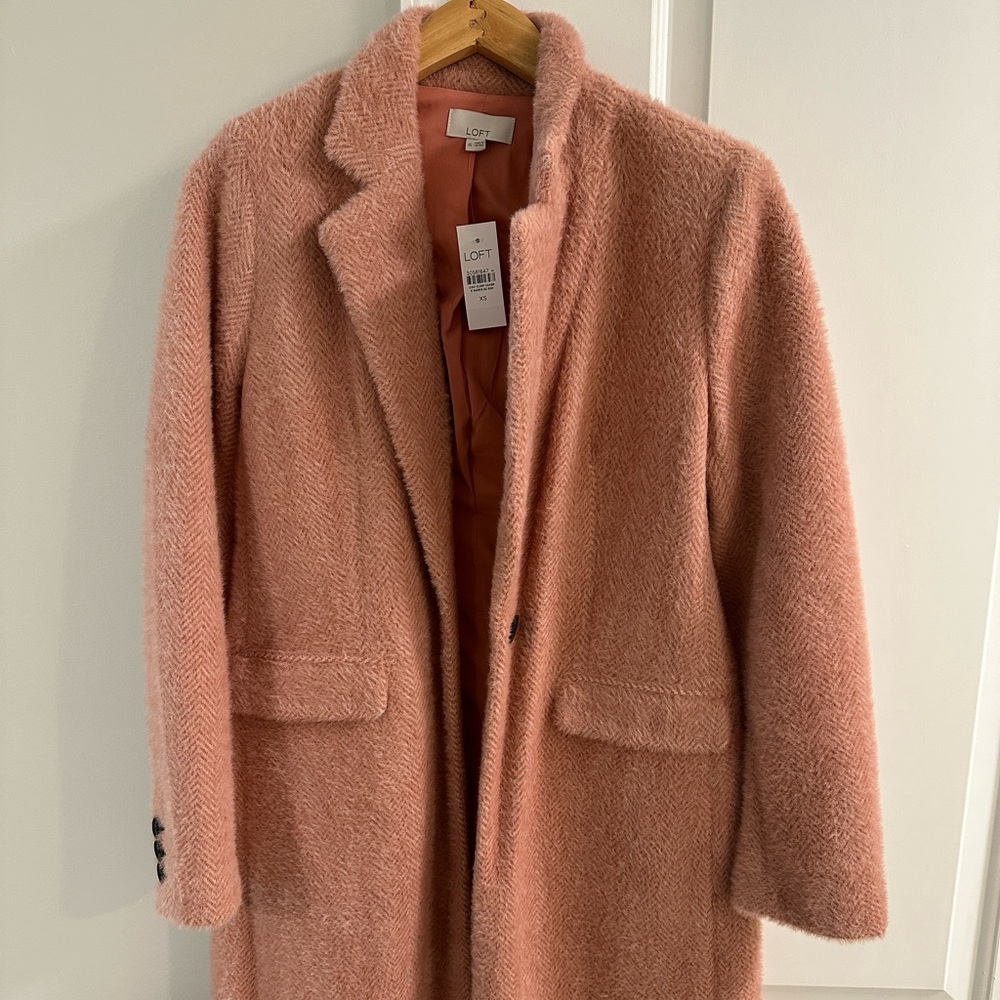 NWT Pink Loft Cozy Herringbone Coat